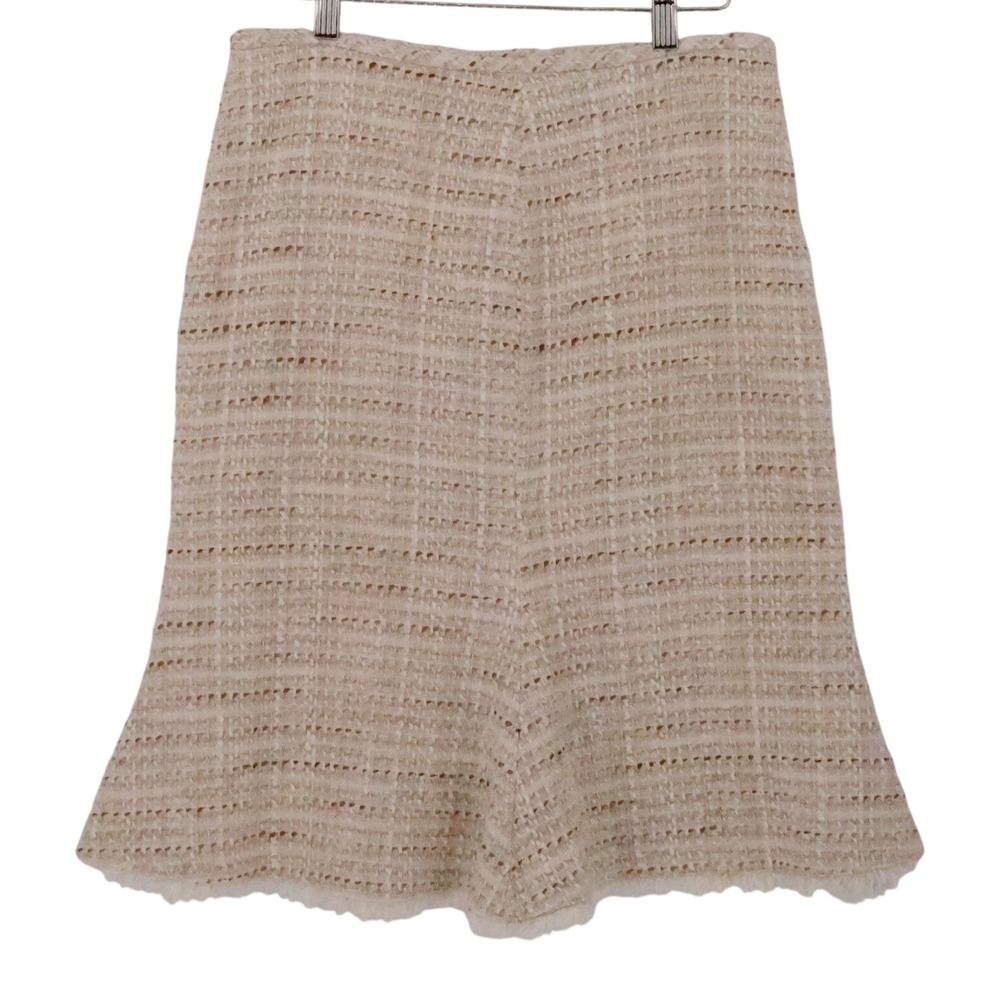 Anne Klein Tweed A-Line Skirt Womens Size 4 Cream Tan Old Money Office Academia